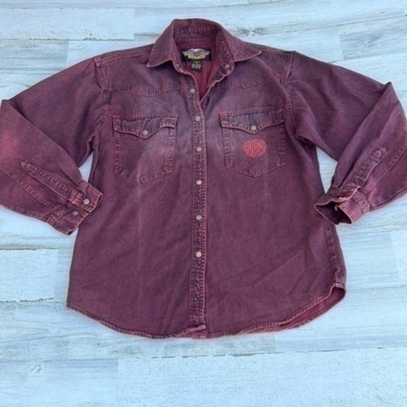 HARLEY Davidson‎ Motor Co Button Down Shirt Ladies Size Small - Picture 1 of 15